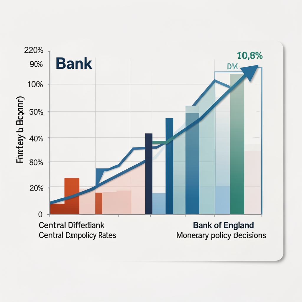 Interest rate differential chart comparing central bank policy rates across Federal Reserve, European Central Bank, and Bank of England monetary policy decisions